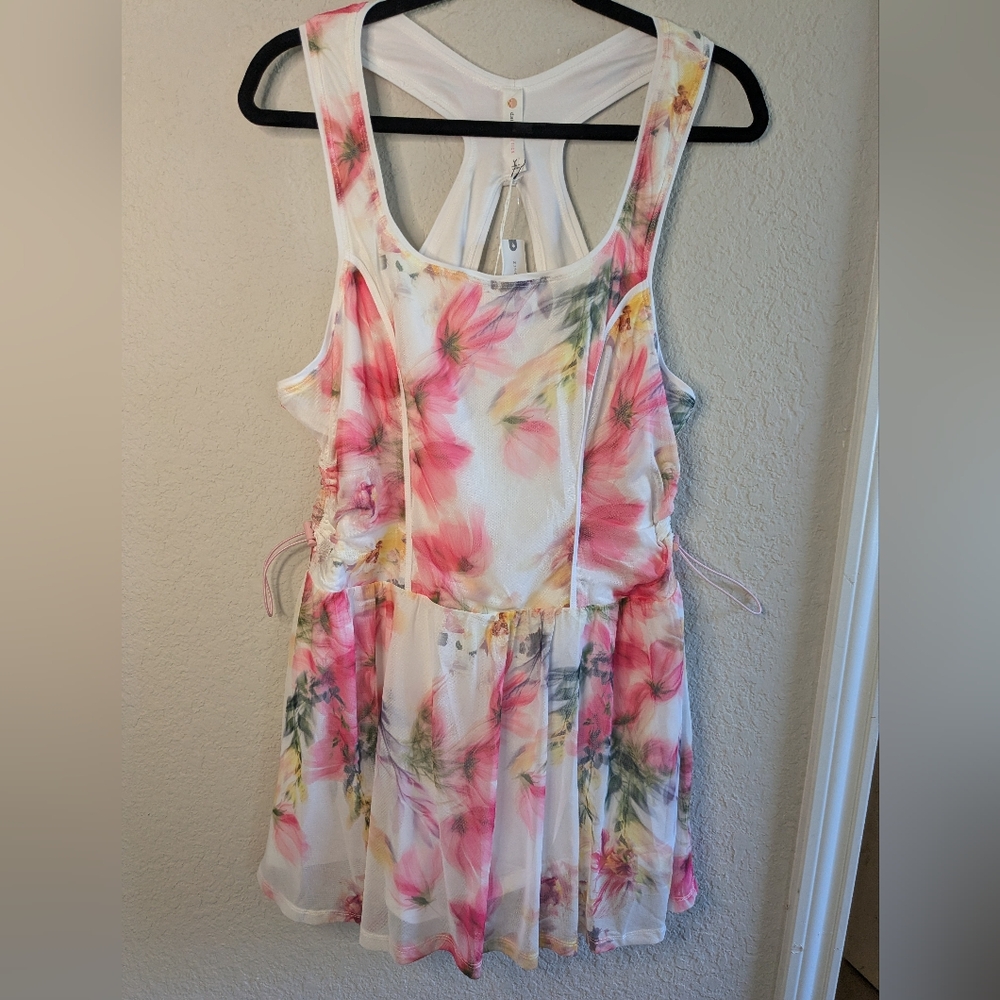 NWT Anthropologie Daily Practice Active Romper L Mesh Racerback Cutout